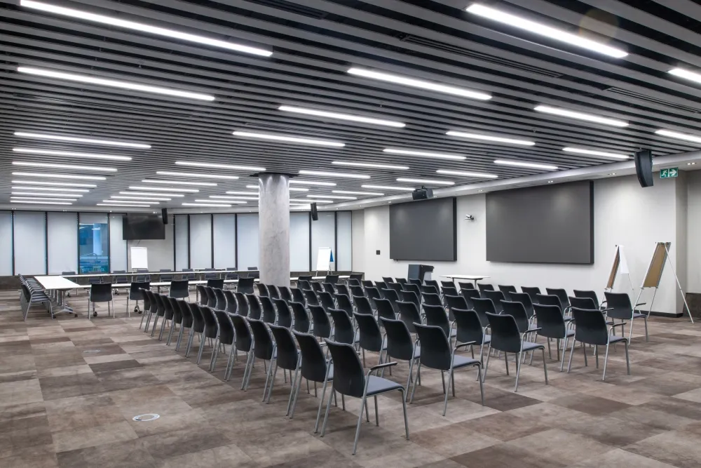 Modern conference auditorium in Johannesburg with tiered seating