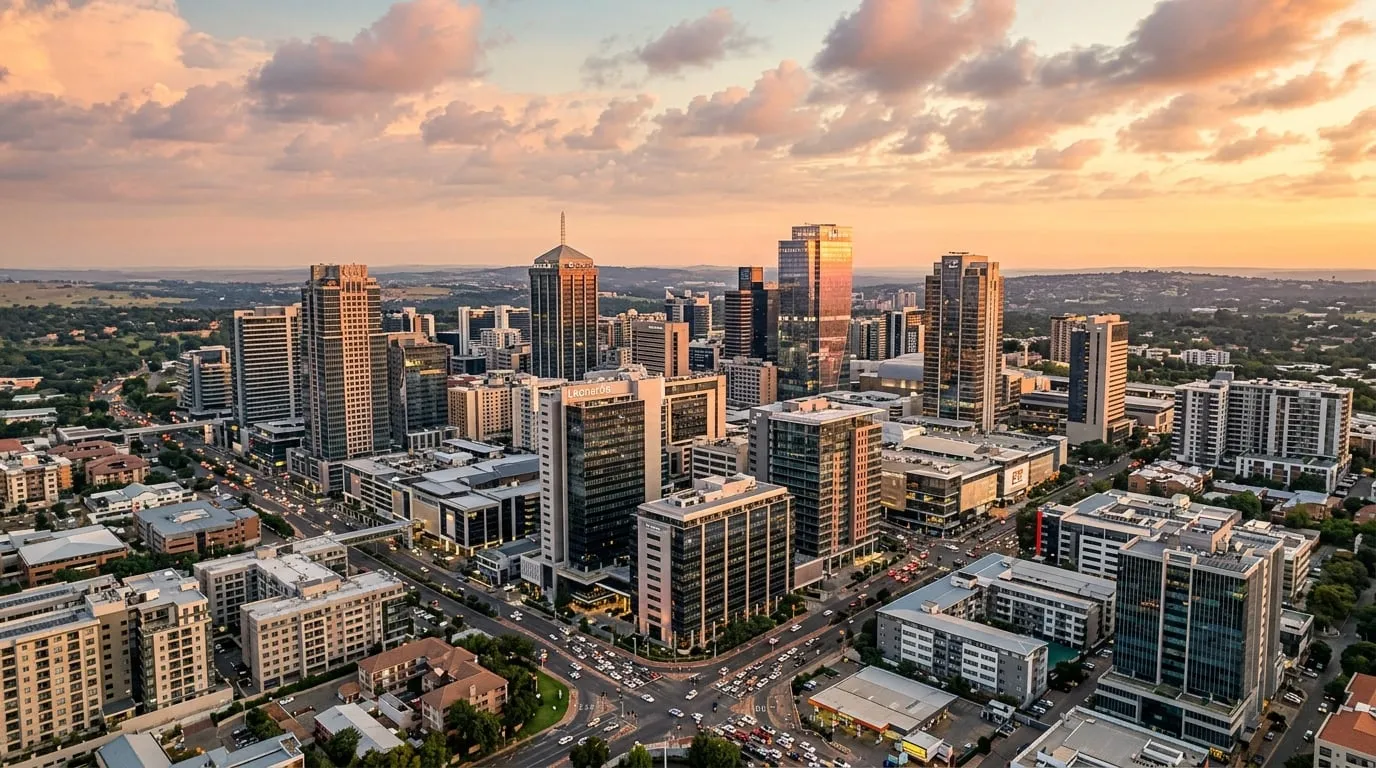 Johannesburg city skyline at dusk — a hub for premium event venues