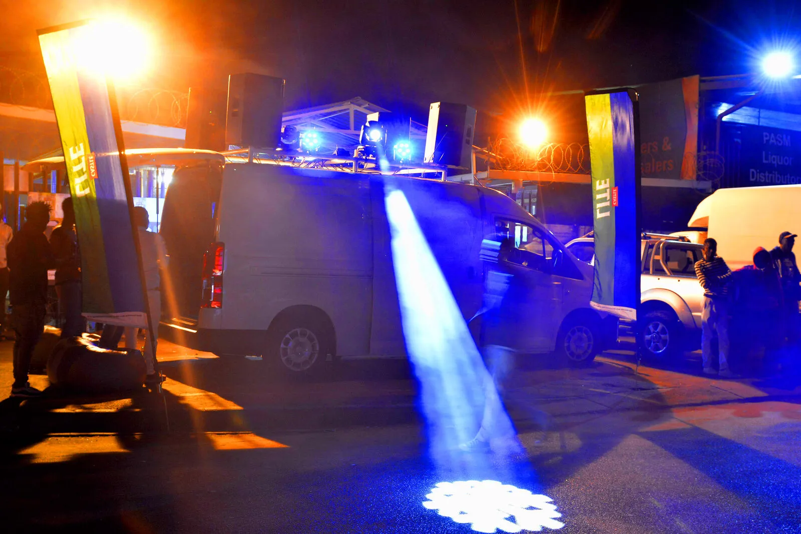 Castle Lite branded mobile DJ van activation lighting up a township event by B&W Productions