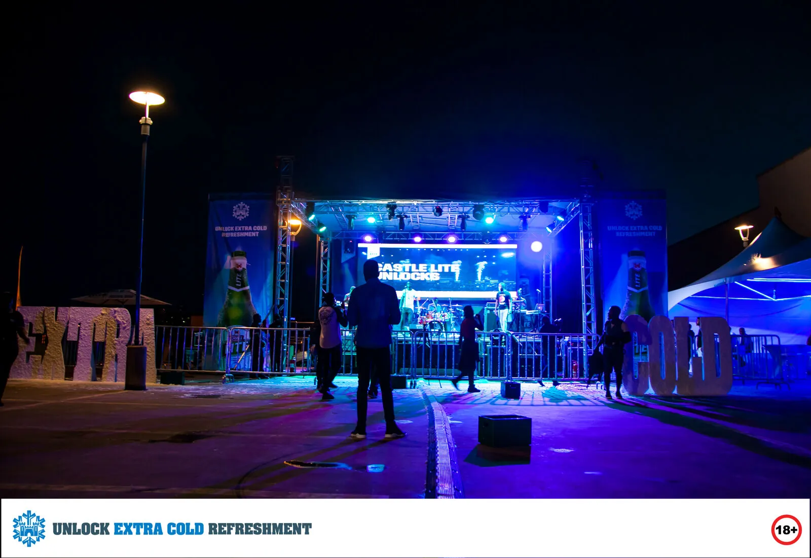 Castle Lite Unlock Extra Cold outdoor stage activation at night produced by B&W Productions