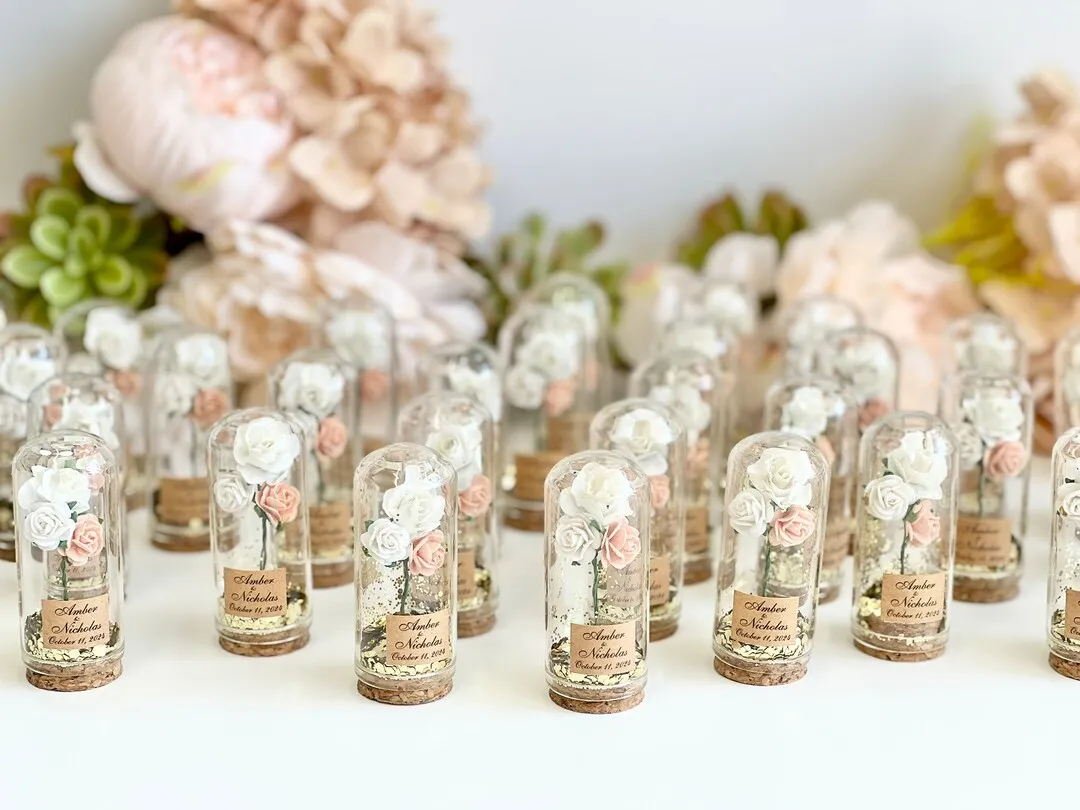 Beautifully wrapped small gifts and party favours in soft pastel tones