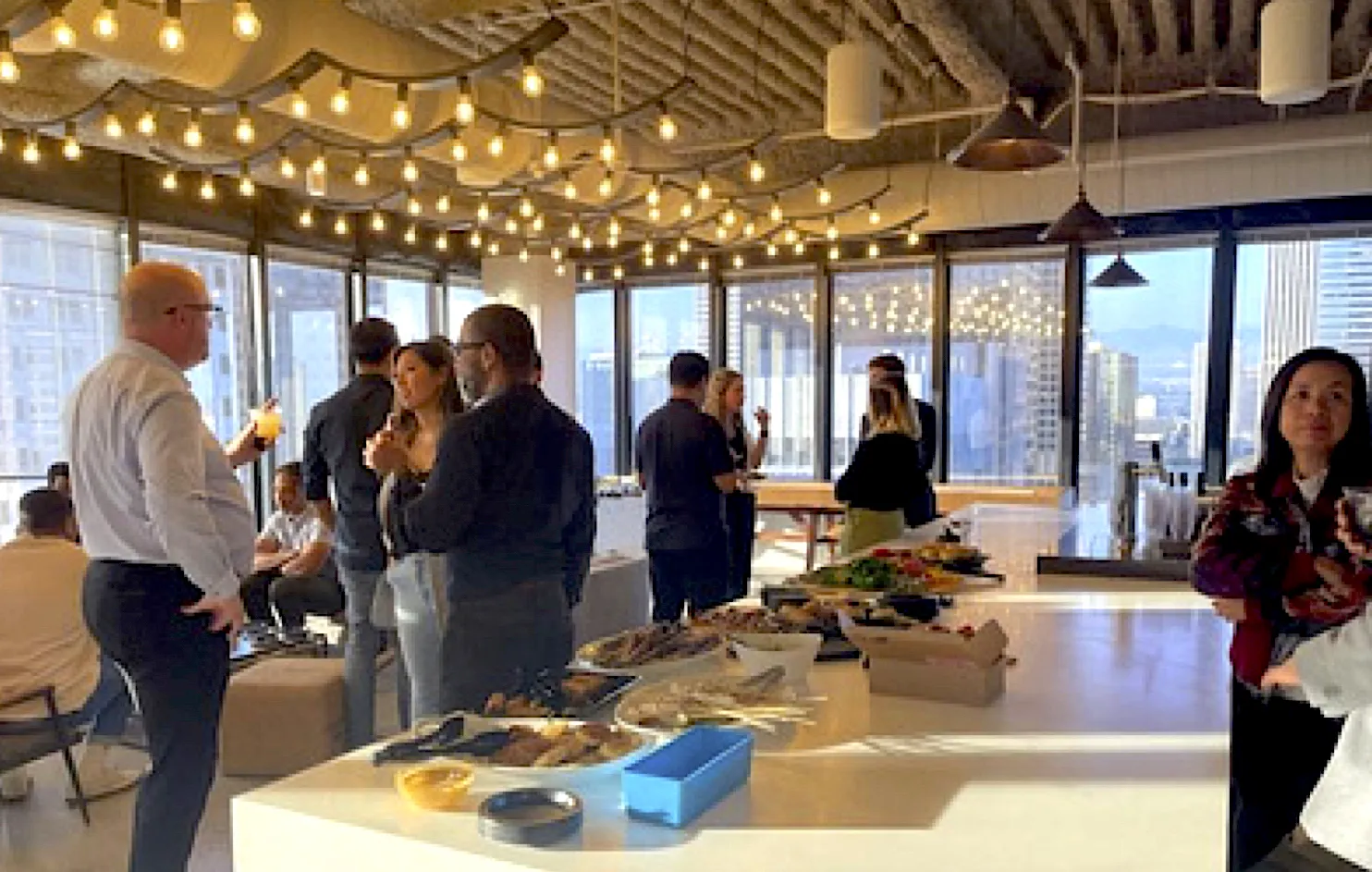 Small business team enjoying a festive year-end celebration