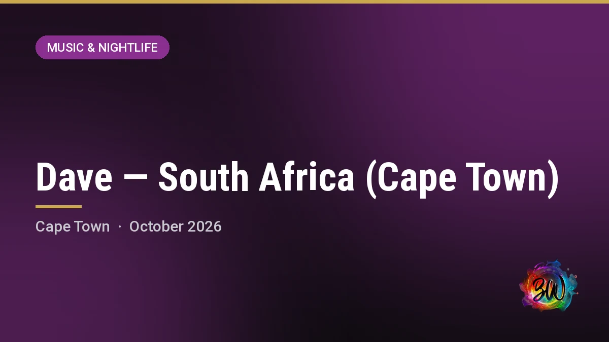 Dave — South Africa (Cape Town) — Grand Arena, GrandWest, Cape Town