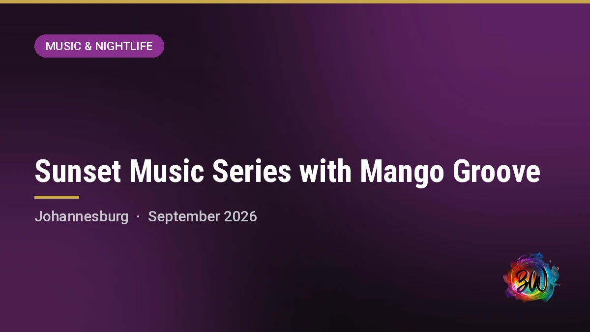 Sunset Music Series with Mango Groove — Breakout Events venue, Johannesburg