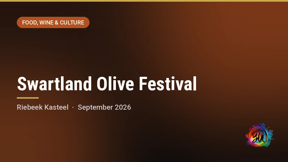 Swartland Olive Festival — Riebeek Kasteel Town Square, Riebeek Kasteel