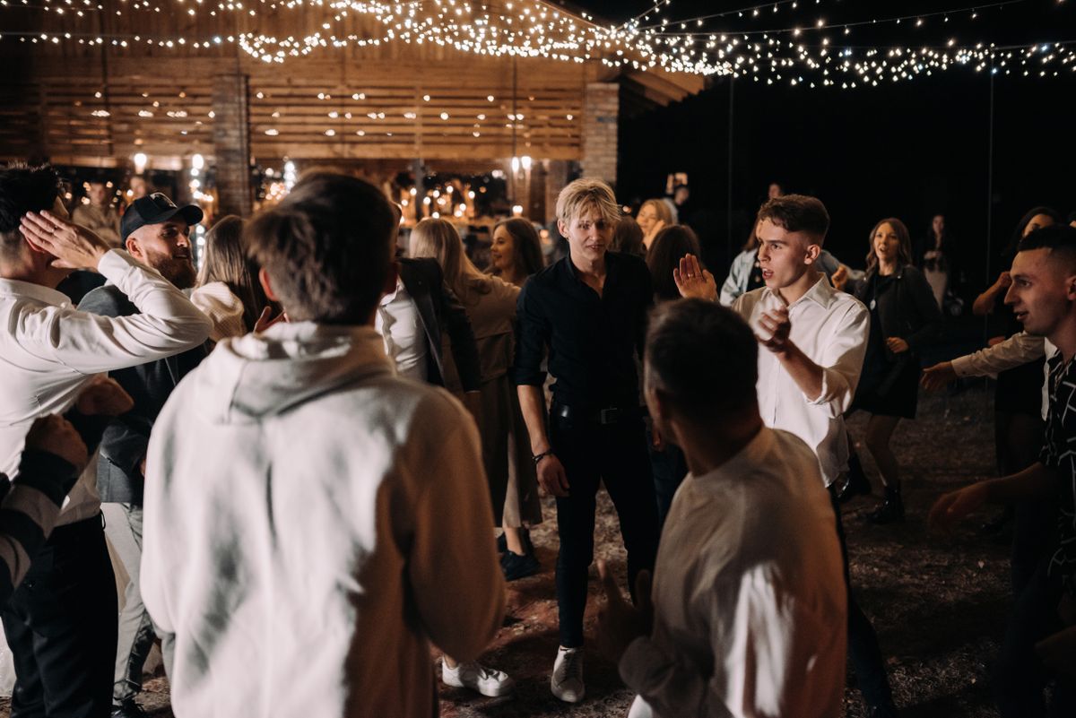Havana Nights theme: an outdoor courtyard party under warm string lights