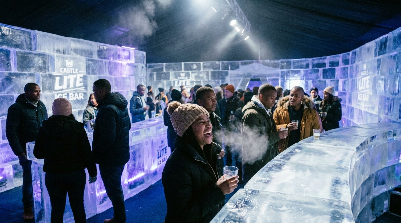 Guests enjoying the Castle Lite Ice Bar experiential activation