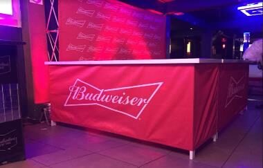 Custom branded bar counter built for a beverage activation