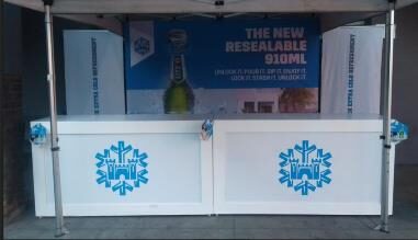 Styled bar counter set up for VIP hospitality at an event