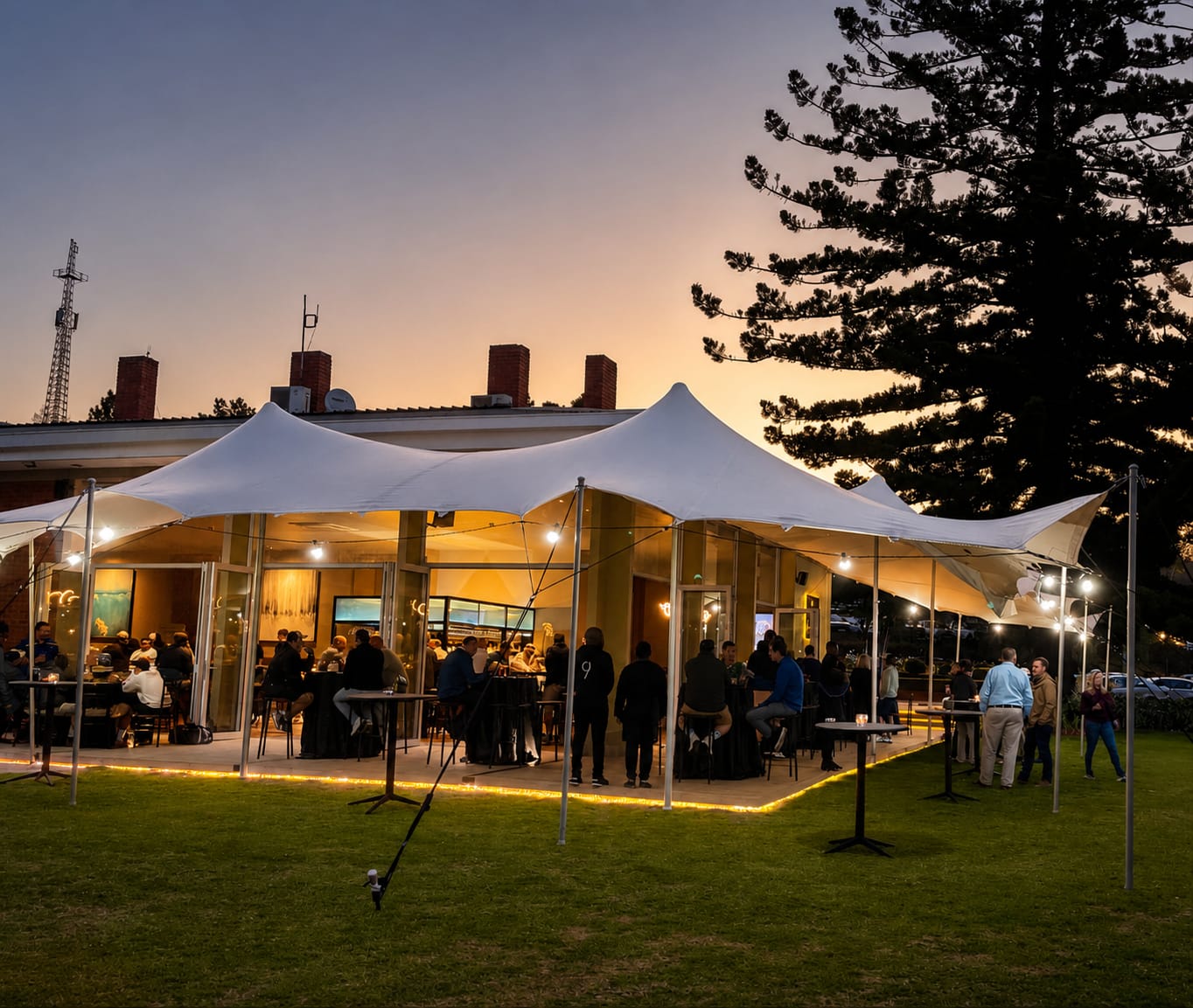 Stretch tent event with guests