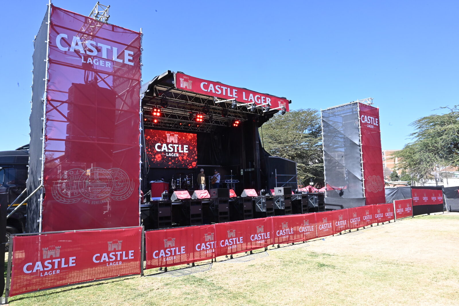 Castle Lager branded main stage and sound setup