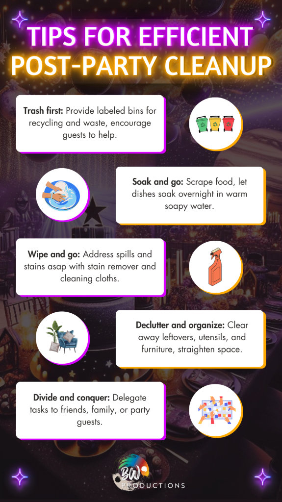 Efficient post party cleanup tips for birthday parties.