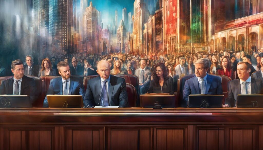 A group of people sitting at a desk.